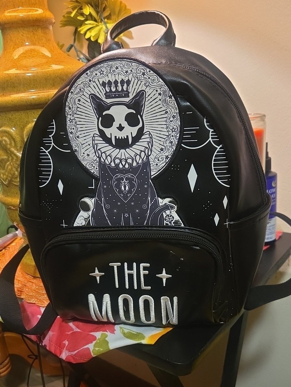 Spencers "The Moon" Black Graphic Mini Backpack